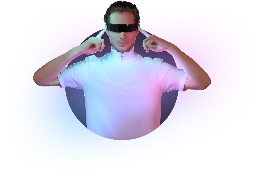 amazed man in the vr glasses